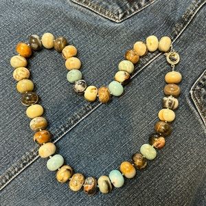 Beautiful natural stone necklace w silver clasp 18” long